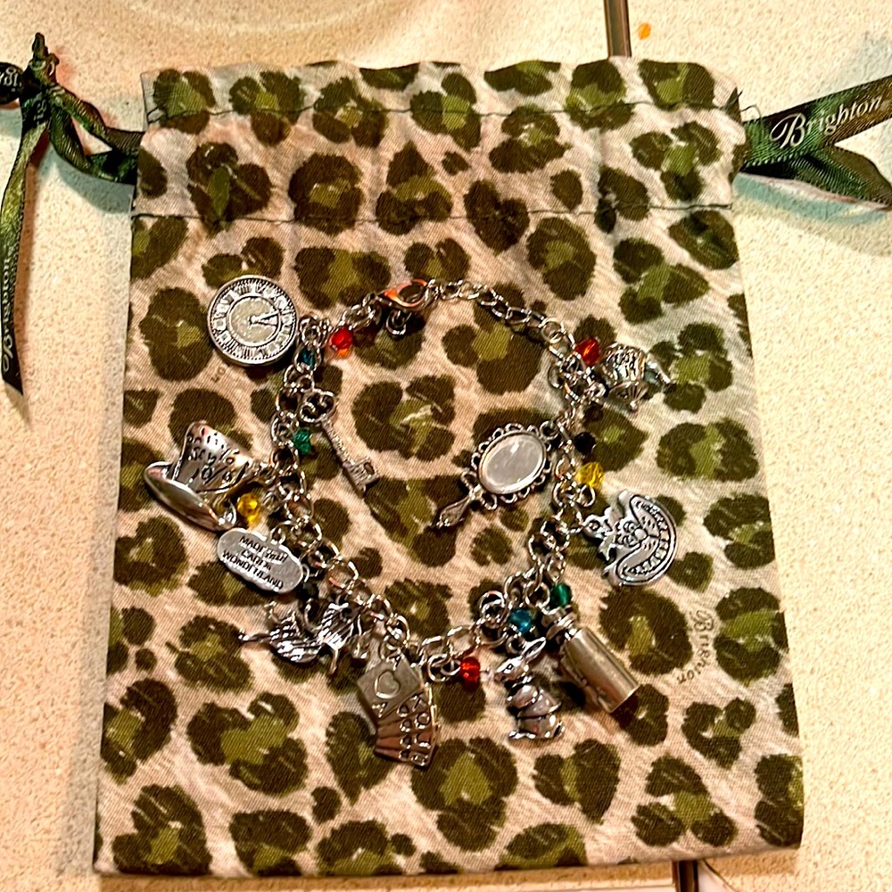 Alice and wonderland inspired bracelet with Brighton Drawstring Bag
